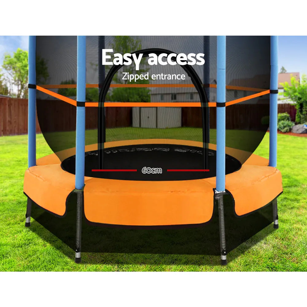 Everfit 4.5FT Trampoline for Kids Trampoline w/ Enclosure Safety Net Rebounder Gift Orange - Mekamart Australia
