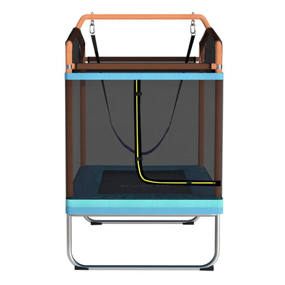 Everfit 6FT Trampoline Kids Rectangle Trampoline w/ Swing Enclosure Safety Net Orange - Mekamart Australia