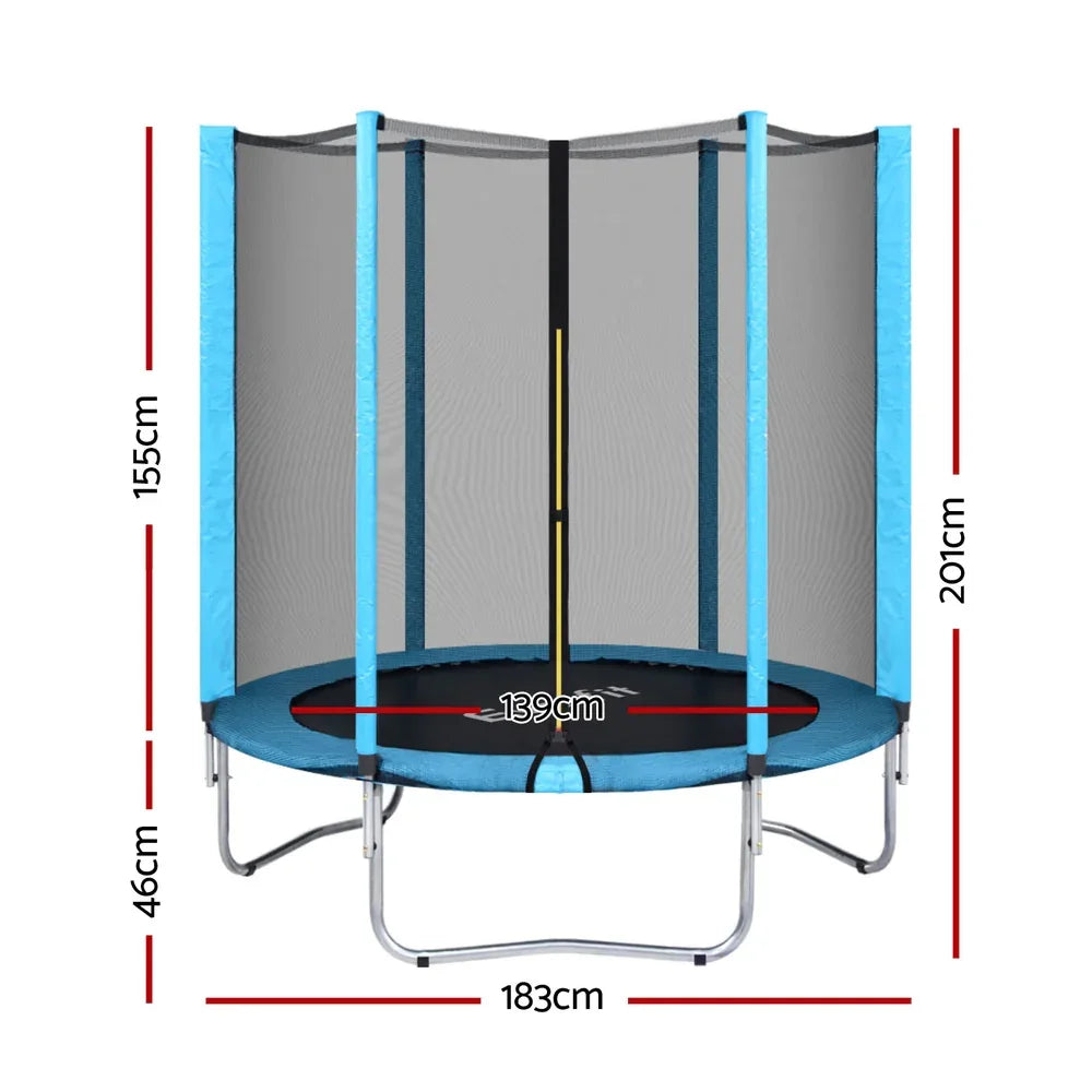 Everfit Trampoline 6FT Kids Trampolines Safety Net Pad Round Blue - Mekamart Australia