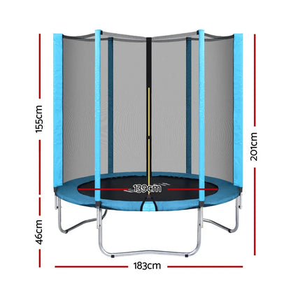 Everfit Trampoline 6FT Kids Trampolines Safety Net Pad Round Blue - Mekamart Australia