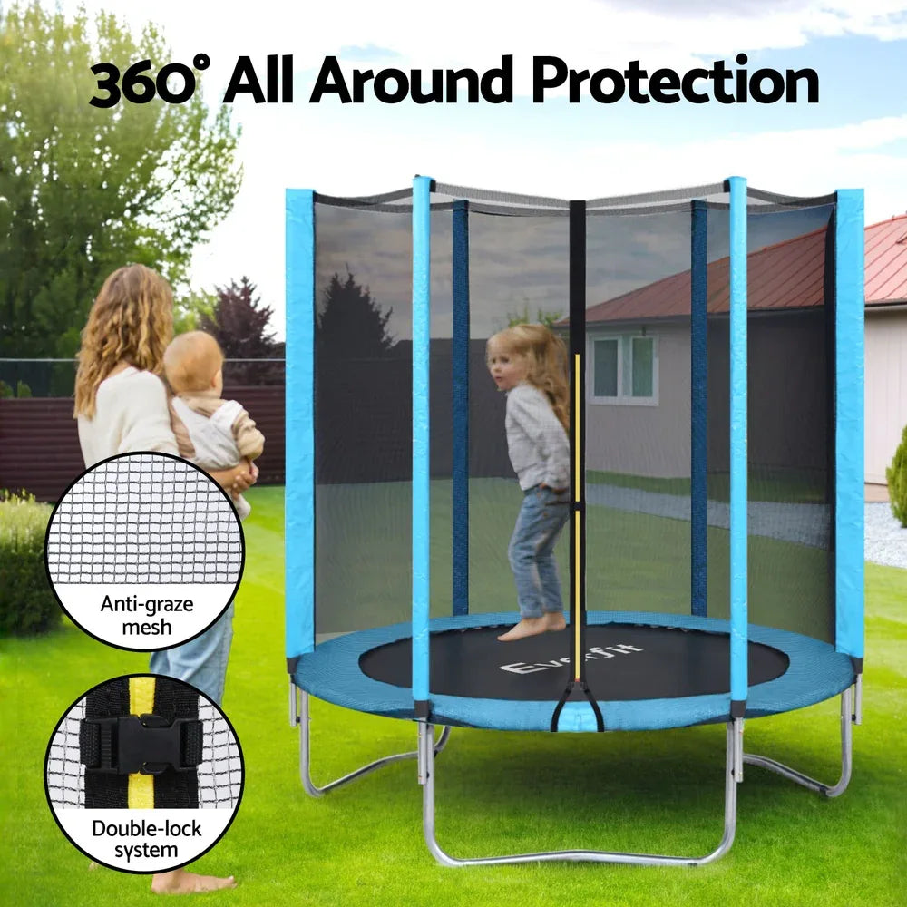 Everfit Trampoline 6FT Kids Trampolines Safety Net Pad Round Blue - Mekamart Australia