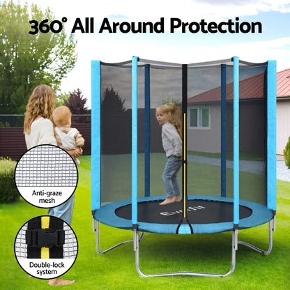 Everfit Trampoline 6FT Kids Trampolines Safety Net Pad Round Blue - Mekamart Australia