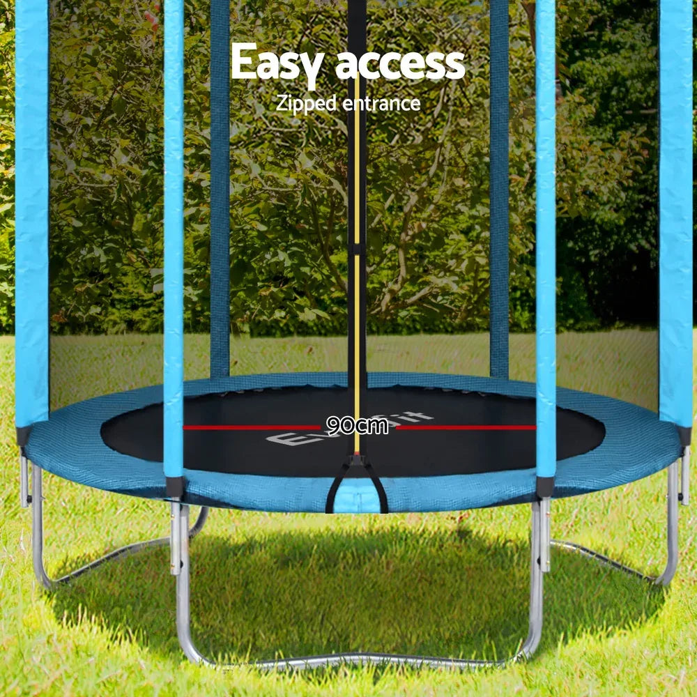 Everfit Trampoline 6FT Kids Trampolines Safety Net Pad Round Blue - Mekamart Australia