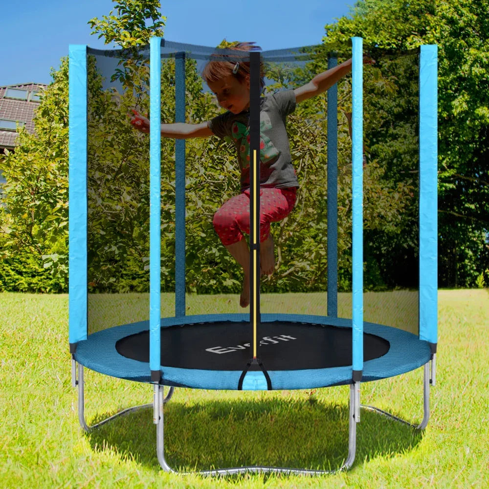 Everfit Trampoline 6FT Kids Trampolines Safety Net Pad Round Blue - Mekamart Australia