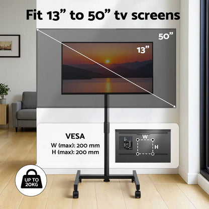Artiss TV Stand 13-50" Universal Mobile Adjustable Height TV Stand with Wheels - Mekamart Australia