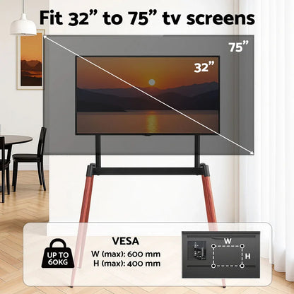 Artiss TV Stand 32-75 inch LED LCD Screen Wooden Floor Easel Height Adjustable - Mekamart Australia