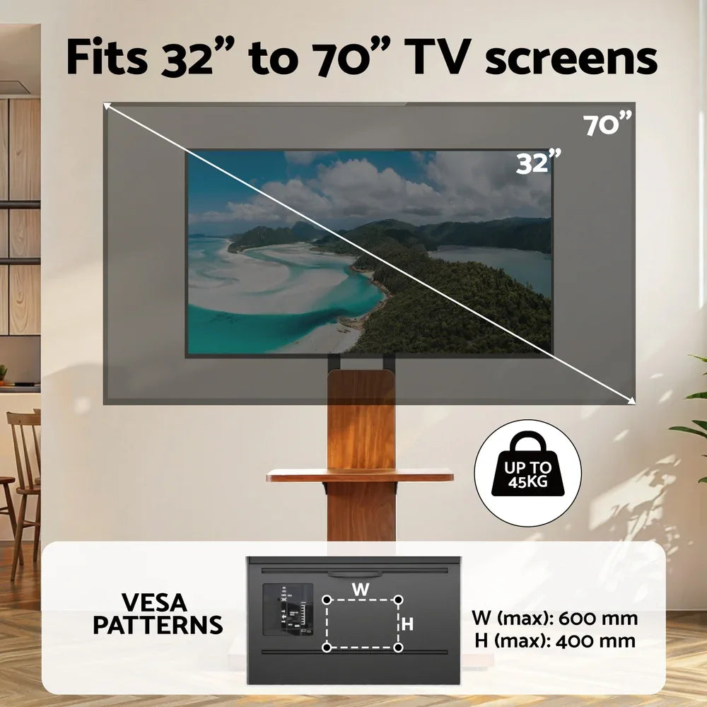 Artiss TV Stand 32-70" Wooden Tray Swivel Height Adjustable - Mekamart Australia