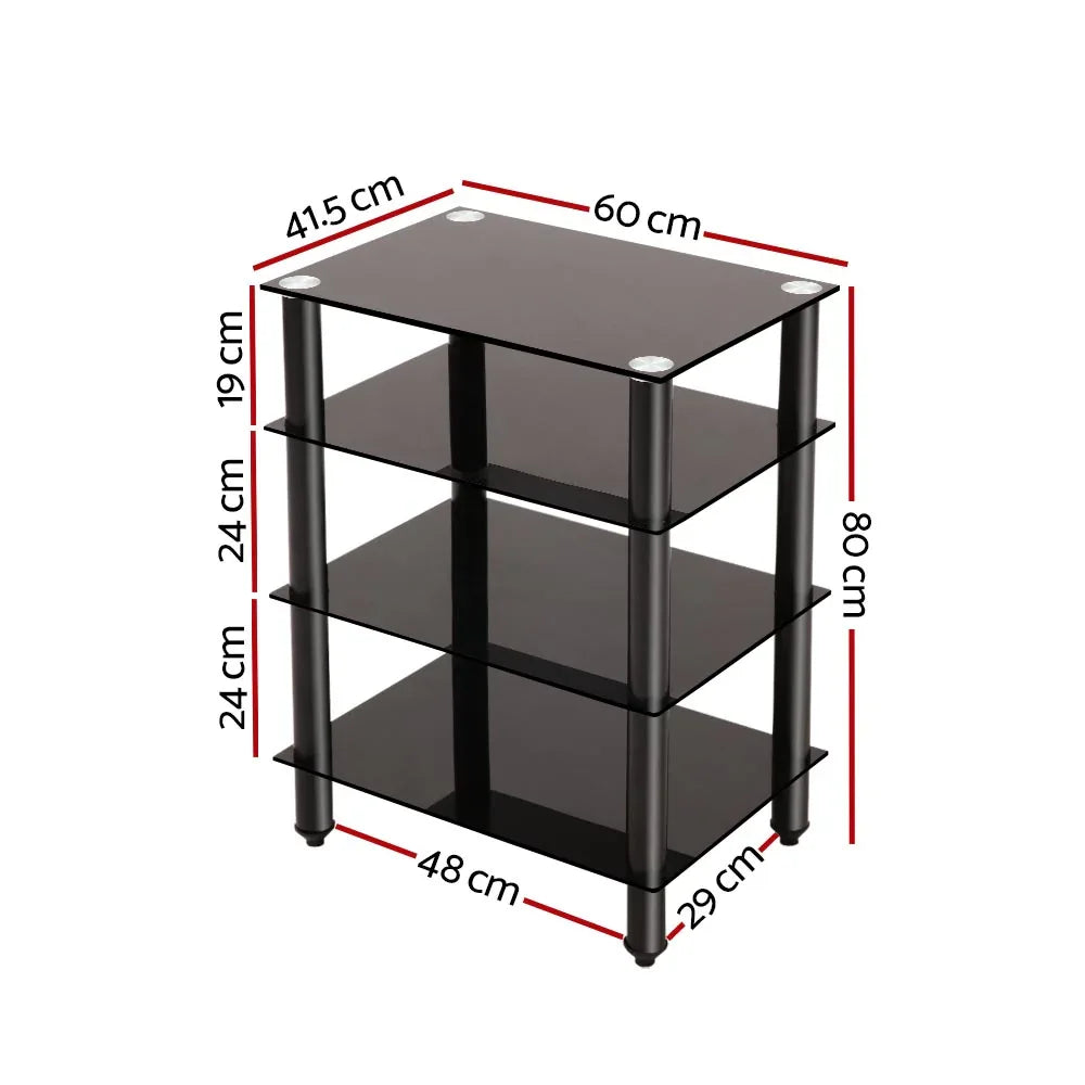 Artiss TV Stand 4 Tiers Storage Shelf Rack Tempered Glass Entertainment Unit - Mekamart Australia