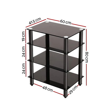 Artiss TV Stand 4 Tiers Storage Shelf Rack Tempered Glass Entertainment Unit - Mekamart Australia