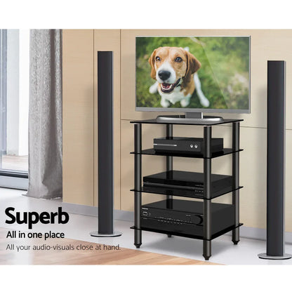 Artiss TV Stand 4 Tiers Storage Shelf Rack Tempered Glass Entertainment Unit - Mekamart Australia