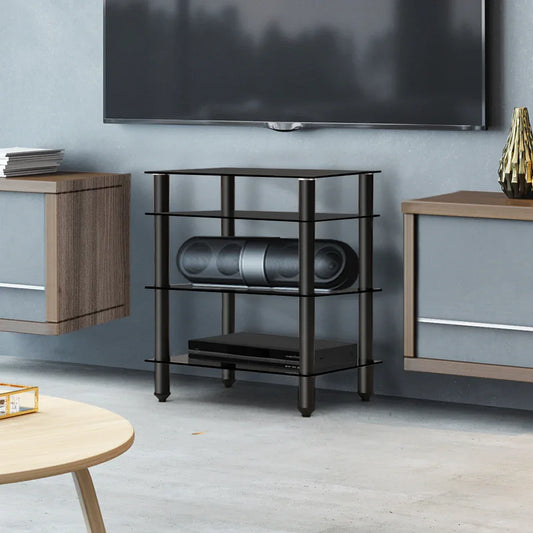 Artiss TV Stand 4 Tiers Storage Shelf Rack Tempered Glass Entertainment Unit - Mekamart Australia