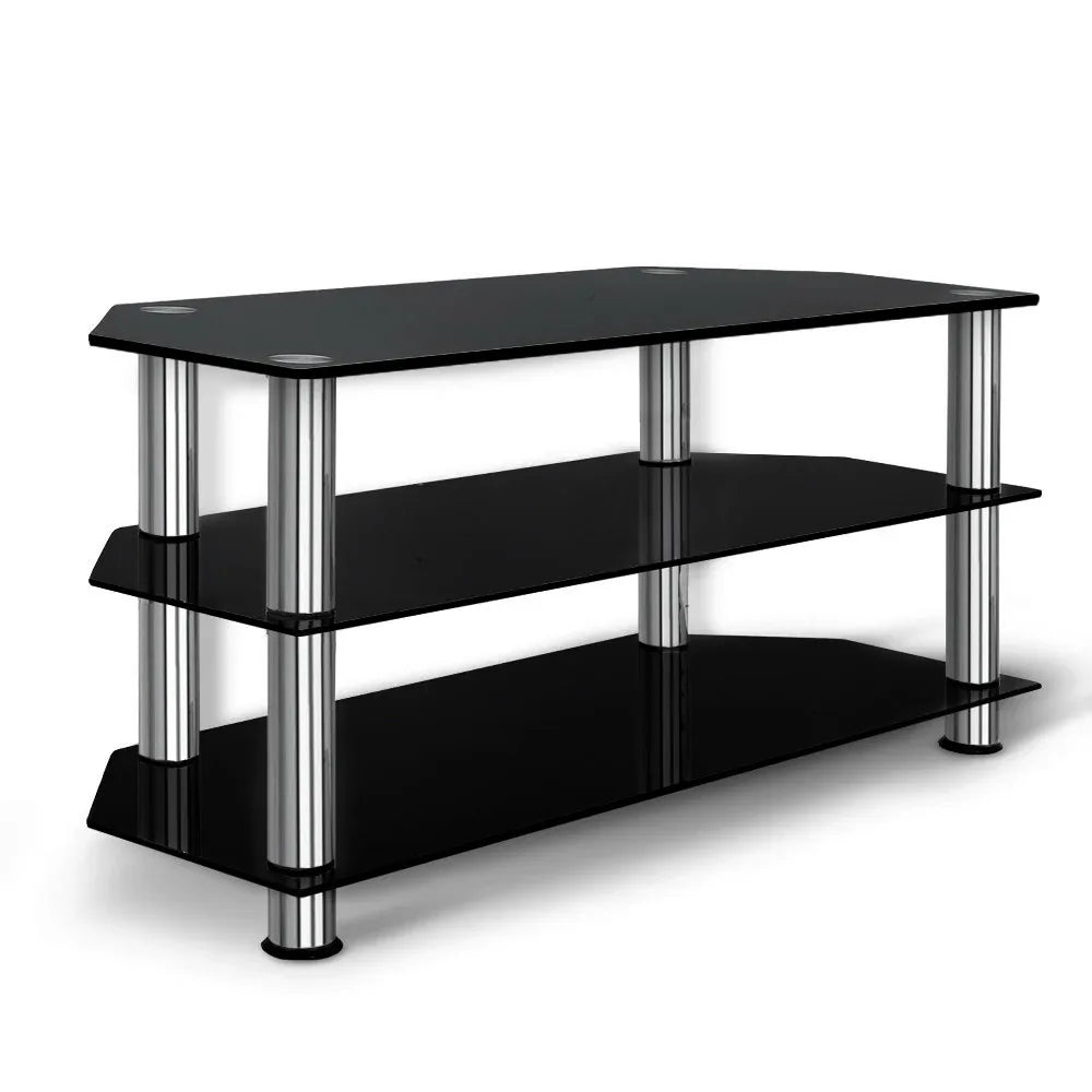 Artiss TV Stand 3 Tiers Storage Shelf Rack Tempered Glass Entertainment Unit - Mekamart Australia
