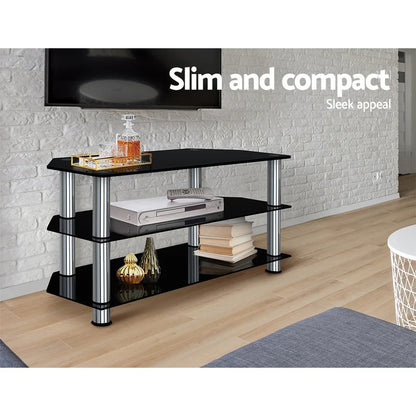 Artiss TV Stand 3 Tiers Storage Shelf Rack Tempered Glass Entertainment Unit - Mekamart Australia