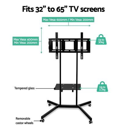 Artiss Mobile TV Stand for 32"-65" TVs Mount Bracket Portable Shelf Trolley Cart - Mekamart Australia