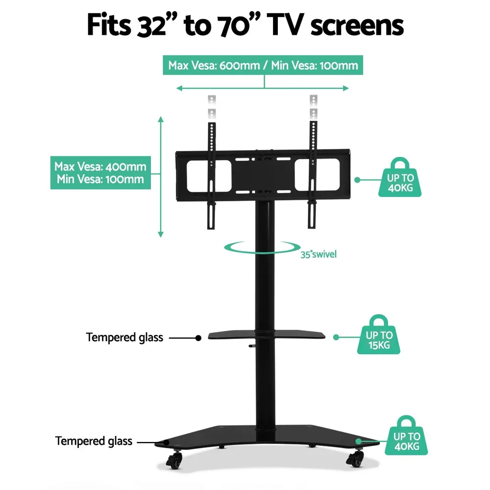 Artiss Mobile TV Stand for 32"-70" TVs Mount Bracket Portable Solid Trolley Cart - Mekamart Australia