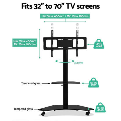 Artiss Mobile TV Stand for 32"-70" TVs Mount Bracket Portable Solid Trolley Cart - Mekamart Australia