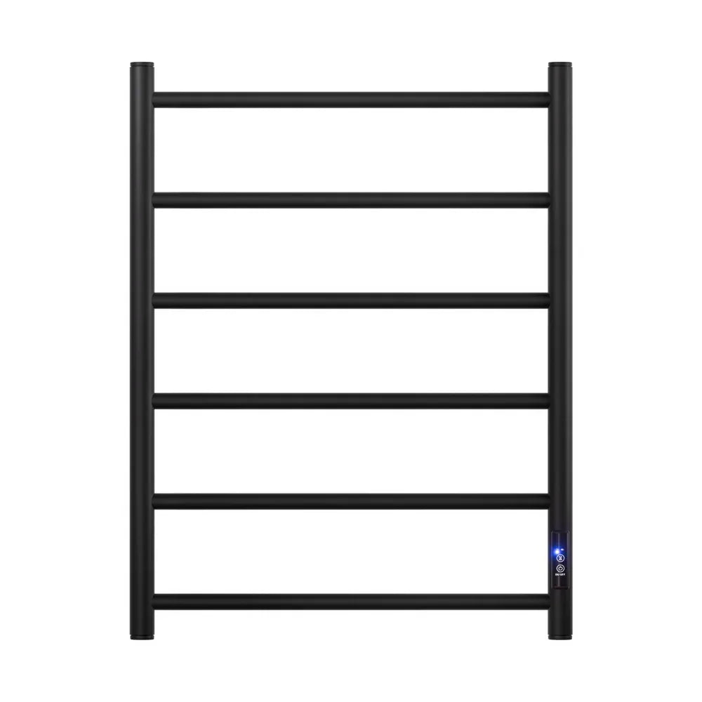 Devanti Heated Towel Rail 6 Round Bars with Timer Electric Heater Warmer Rack - Mekamart Australia