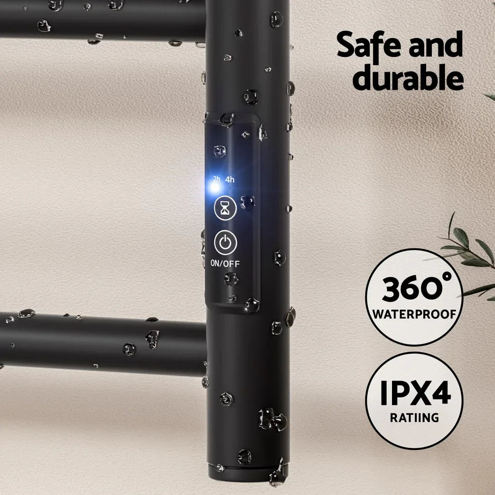 Devanti Heated Towel Rail 6 Round Bars with Timer Electric Heater Warmer Rack - Mekamart Australia
