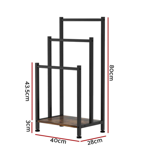 3 Tier Towel Rack Rail Freestanding Holder Bathroom Organizer Laundry Drying Bar - Mekamart Australia