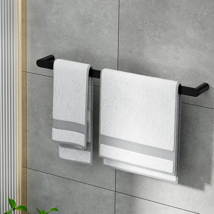 Towel Rail Rack Holder Single 600mm Wall Mounted Stainless Steel Black - Mekamart Australia