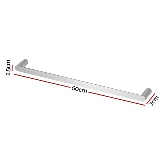 Towel Rail Rack Holder Single 600mm Wall Mounted Stainless Steel Silver - Mekamart Australia