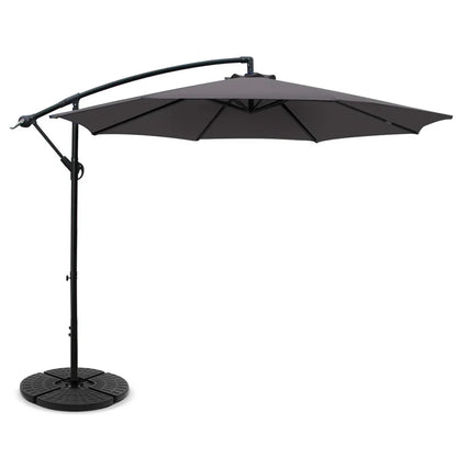 Instahut 3m Outdoor Umbrella w/Base Cantilever Beach Garden Patio Charcoal - Mekamart Australia