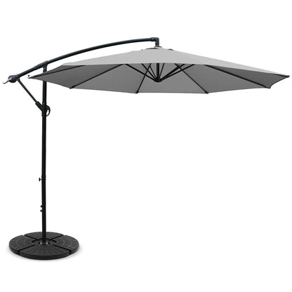 Instahut 3m Outdoor Umbrella w/Base Cantilever Beach Garden Patio Grey - Mekamart Australia