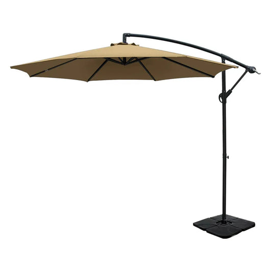 Instahut 3m Umbrella w/Base Outdoor Cantilever Beach Garden Patio Parasol Beige - Mekamart Australia