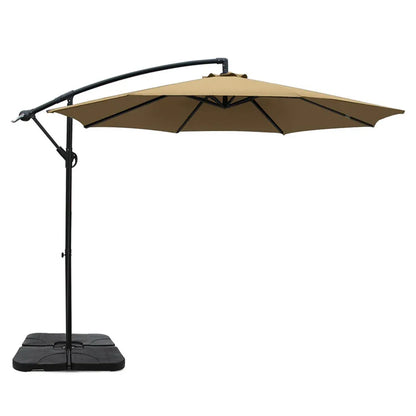 Instahut 3m Umbrella w/Base Outdoor Cantilever Beach Garden Patio Parasol Beige - Mekamart Australia