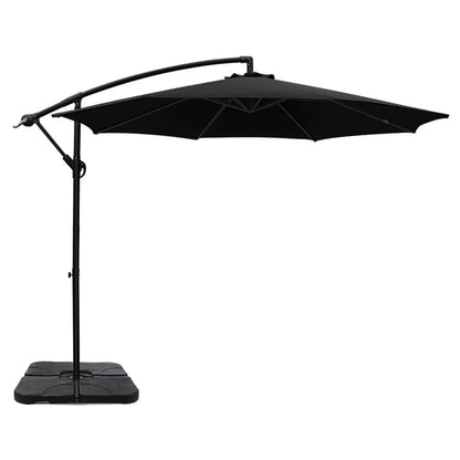 Instahut 3m Umbrella w/Base Outdoor Cantilever Beach Garden Patio Parasol Black - Mekamart Australia