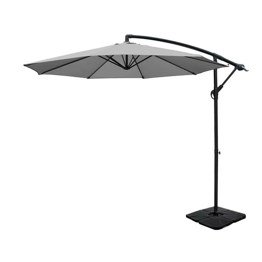 Instahut Umbrella Outdoor Umbrellas Cantilever Sun Stand UV Garden Base Grey 3M - Mekamart Australia