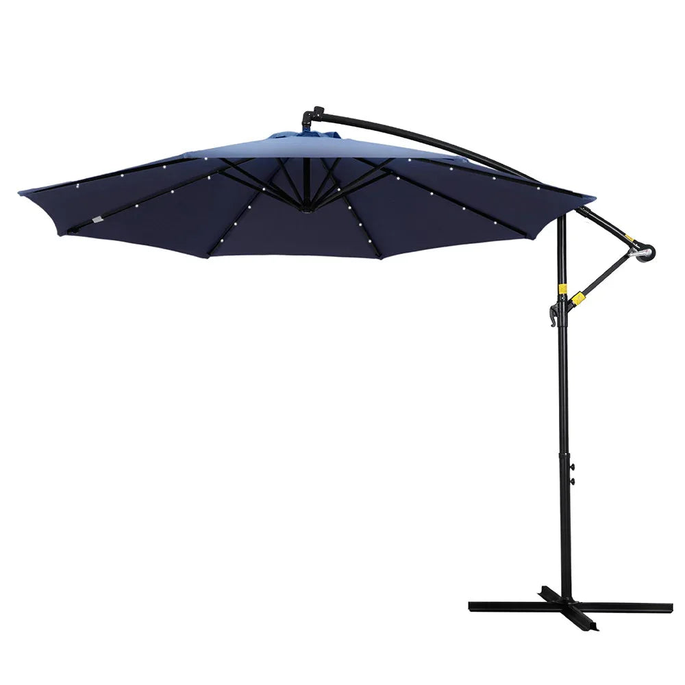 Instahut Outdoor Umbrella 3M Cantilever Beach LED Umbrellas Garden Shade Patio - Mekamart Australia