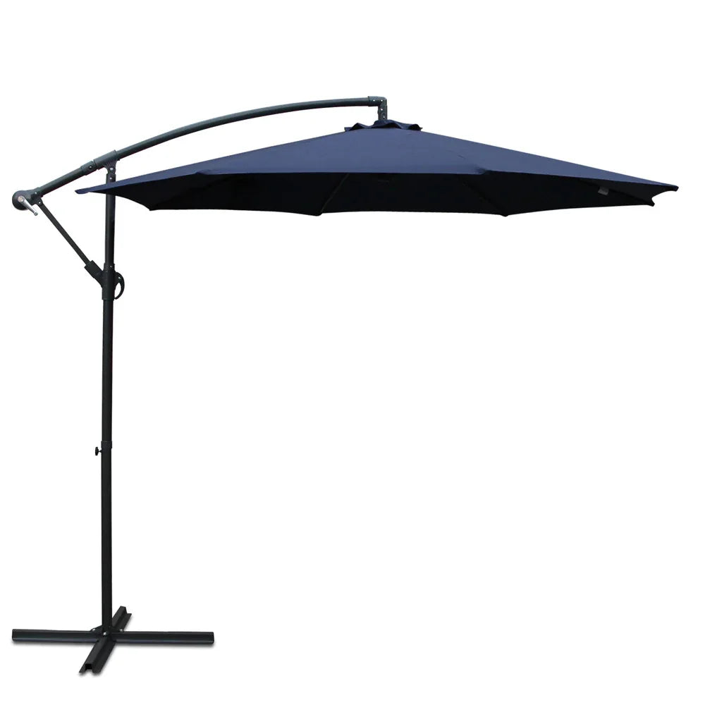 Instahut 3m Outdoor Umbrella Cantilever Beach Garden Patio Navy - Mekamart Australia