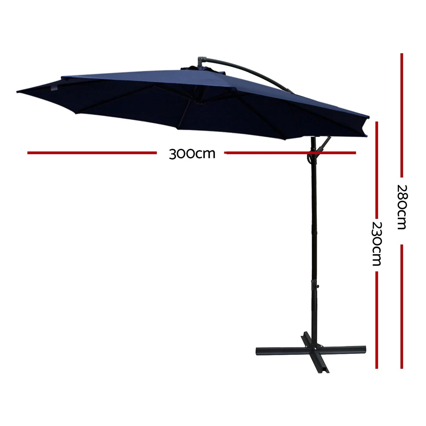 Instahut 3m Outdoor Umbrella Cantilever Beach Garden Patio Navy - Mekamart Australia