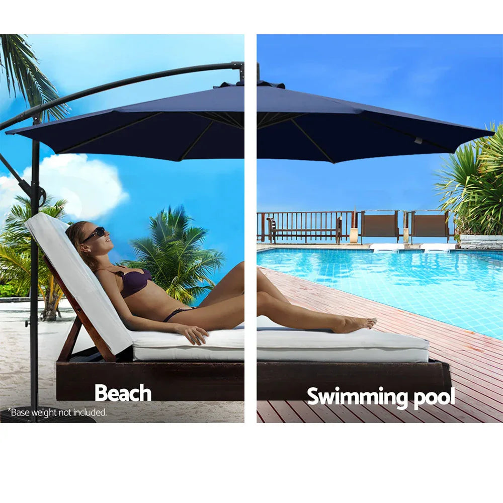 Instahut 3m Outdoor Umbrella Cantilever Beach Garden Patio Navy - Mekamart Australia