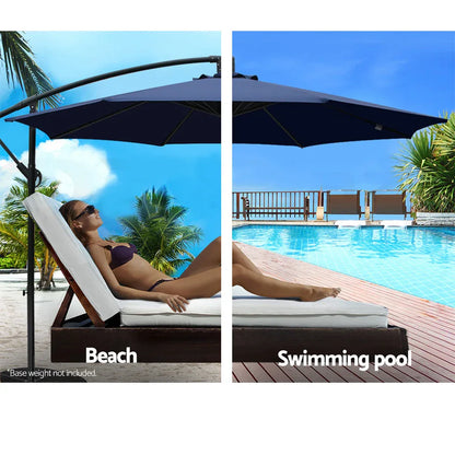 Instahut 3m Outdoor Umbrella Cantilever Beach Garden Patio Navy - Mekamart Australia