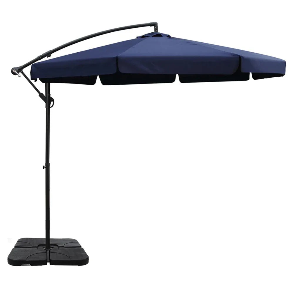 Instahut 3m Outdoor Umbrella w/Base Cantilever Garden Beach Patio Navy - Mekamart Australia