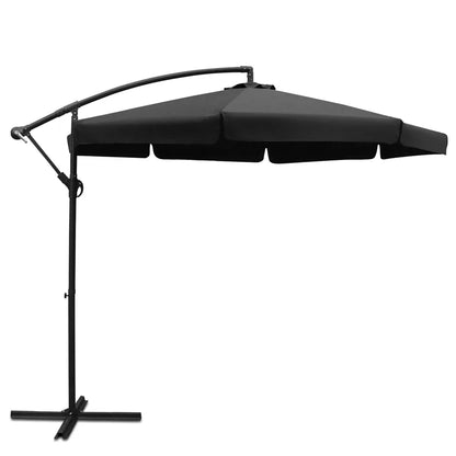Instahut 3m Outdoor Umbrella Cantilever Garden Beach Patio Black - Mekamart Australia