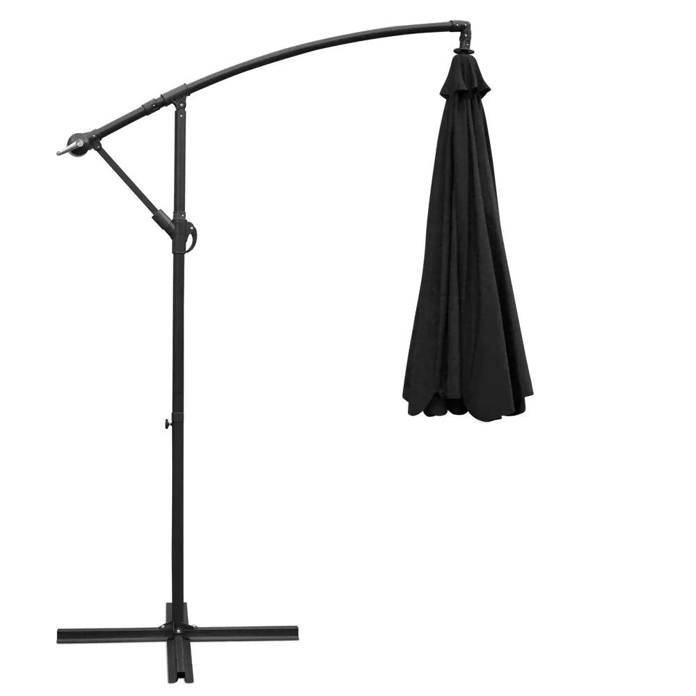 Instahut 3m Outdoor Umbrella Cantilever Garden Beach Patio Black - Mekamart Australia