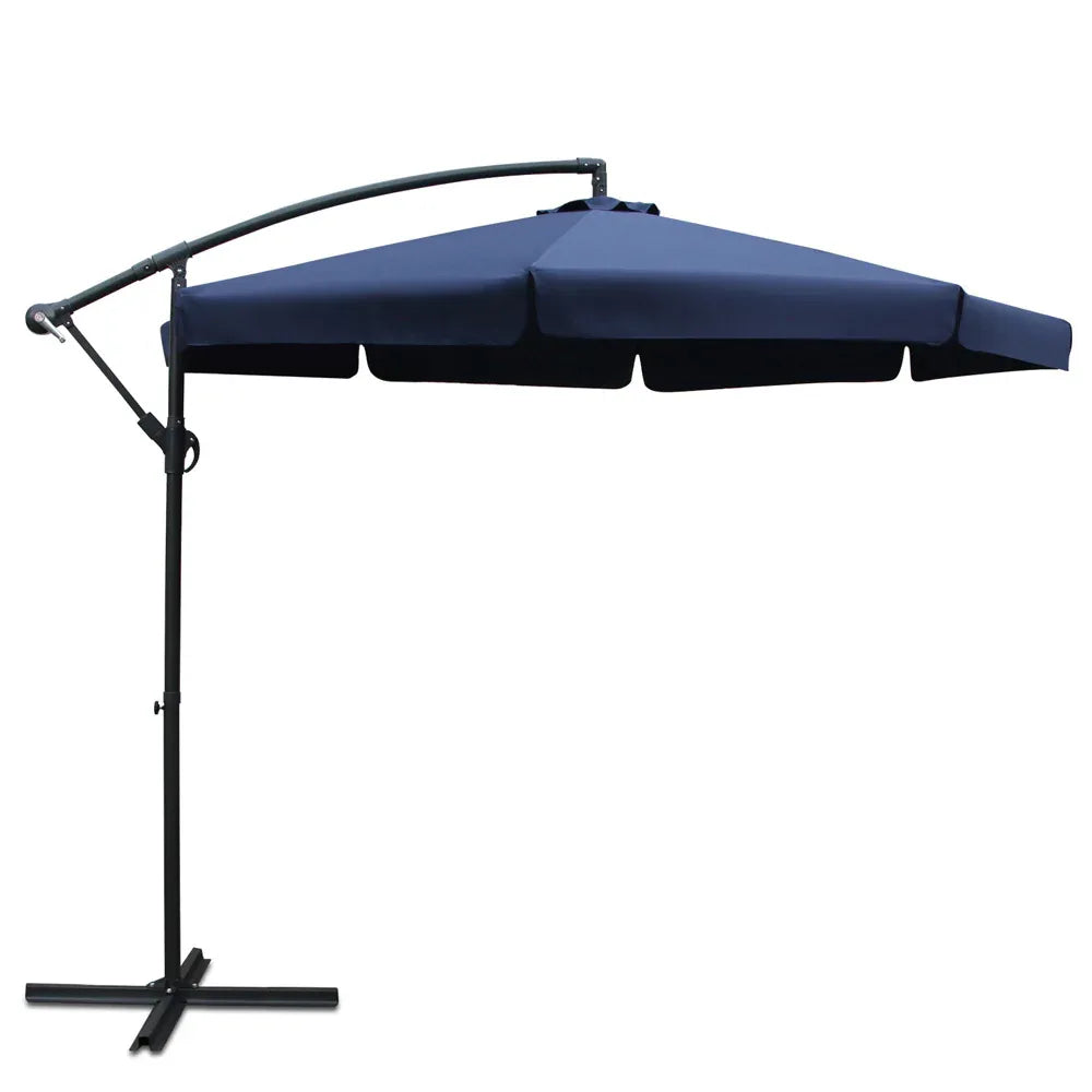 Instahut 3m Outdoor Umbrella Cantilever Garden Beach Patio Navy - Mekamart Australia