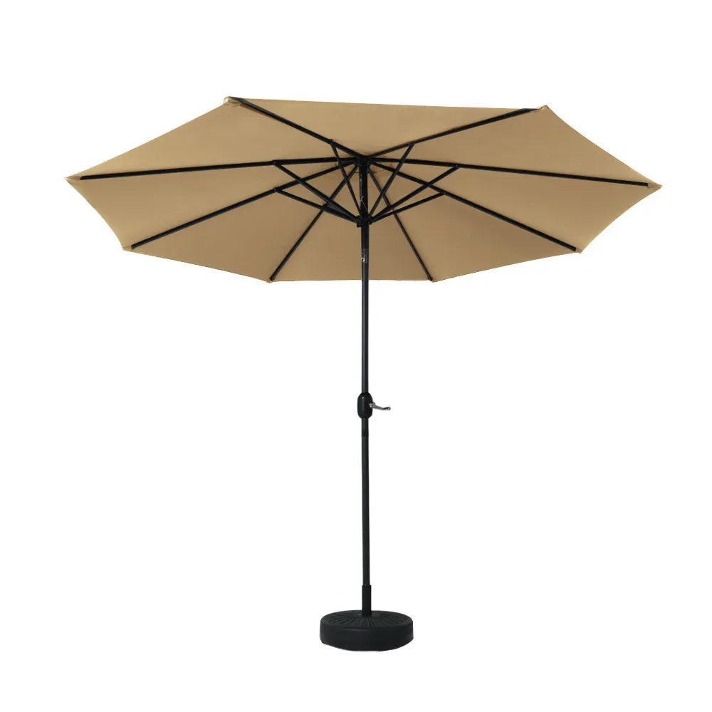 Instahut 2.7m Outdoor Umbrella w/Base Pole Stand Garden Sun Beige - Mekamart Australia