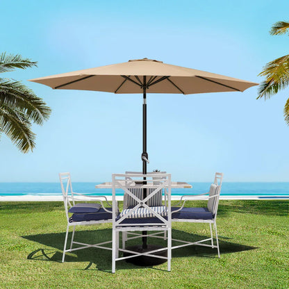 Instahut 2.7m Outdoor Umbrella w/Base Pole Stand Garden Sun Beige - Mekamart Australia