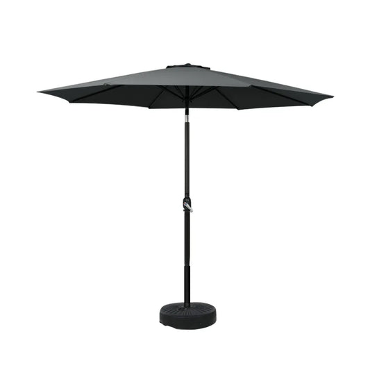 Instahut Outdoor Umbrella 2.7m Base Beach Pole Garden Tilt Sun Patio UV Black - Mekamart Australia