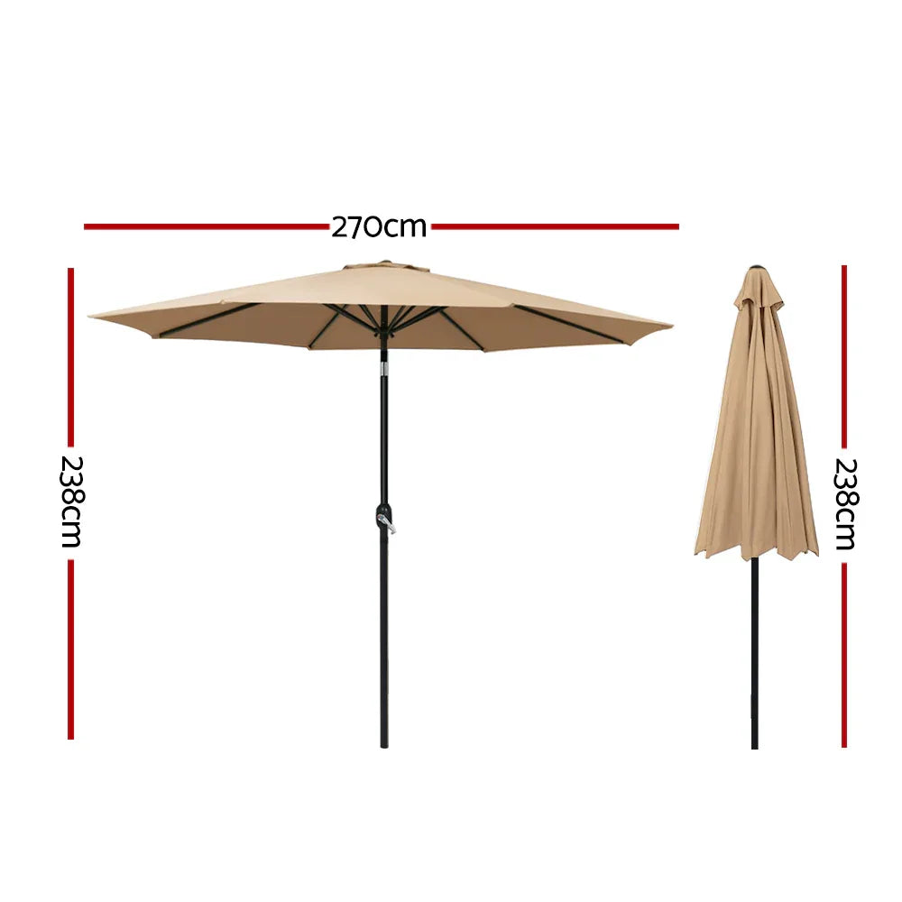 Instahut 2.7m Outdoor Umbrella Pole Stand Garden Sun Beige - Mekamart Australia