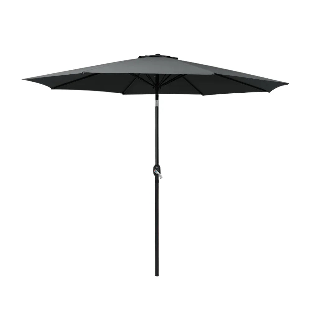 Instahut 2.7m Outdoor Umbrella w/Base Pole Stand Garden Beach Black - Mekamart Australia