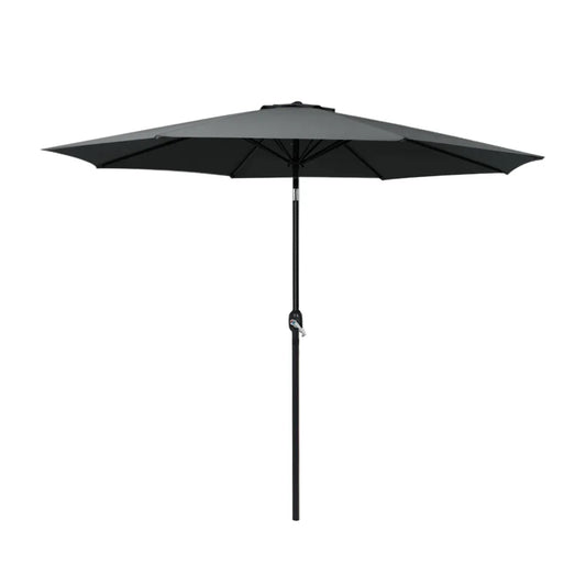 Instahut 2.7m Outdoor Umbrella w/Base Pole Stand Garden Beach Black - Mekamart Australia