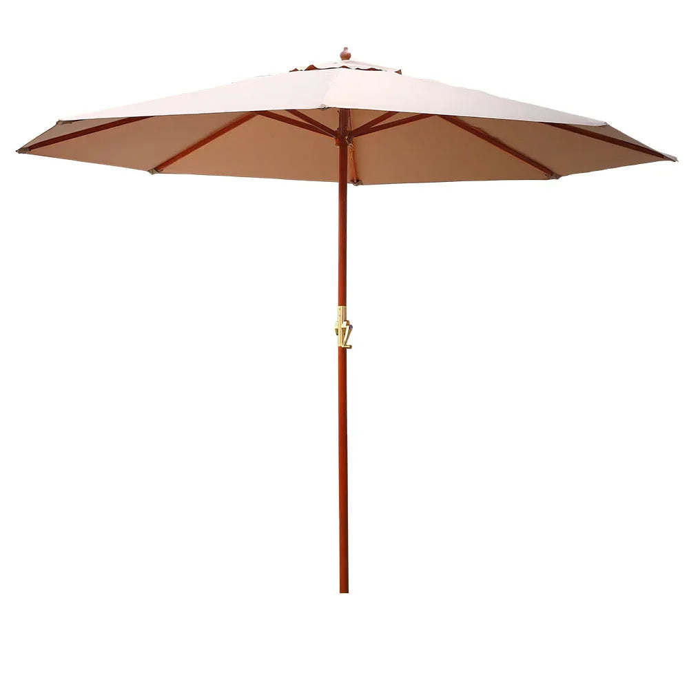 Instahut 3m Outdoor Umbrella Pole Umbrellas Beach Garden Sun Stand Patio Beige - Mekamart Australia