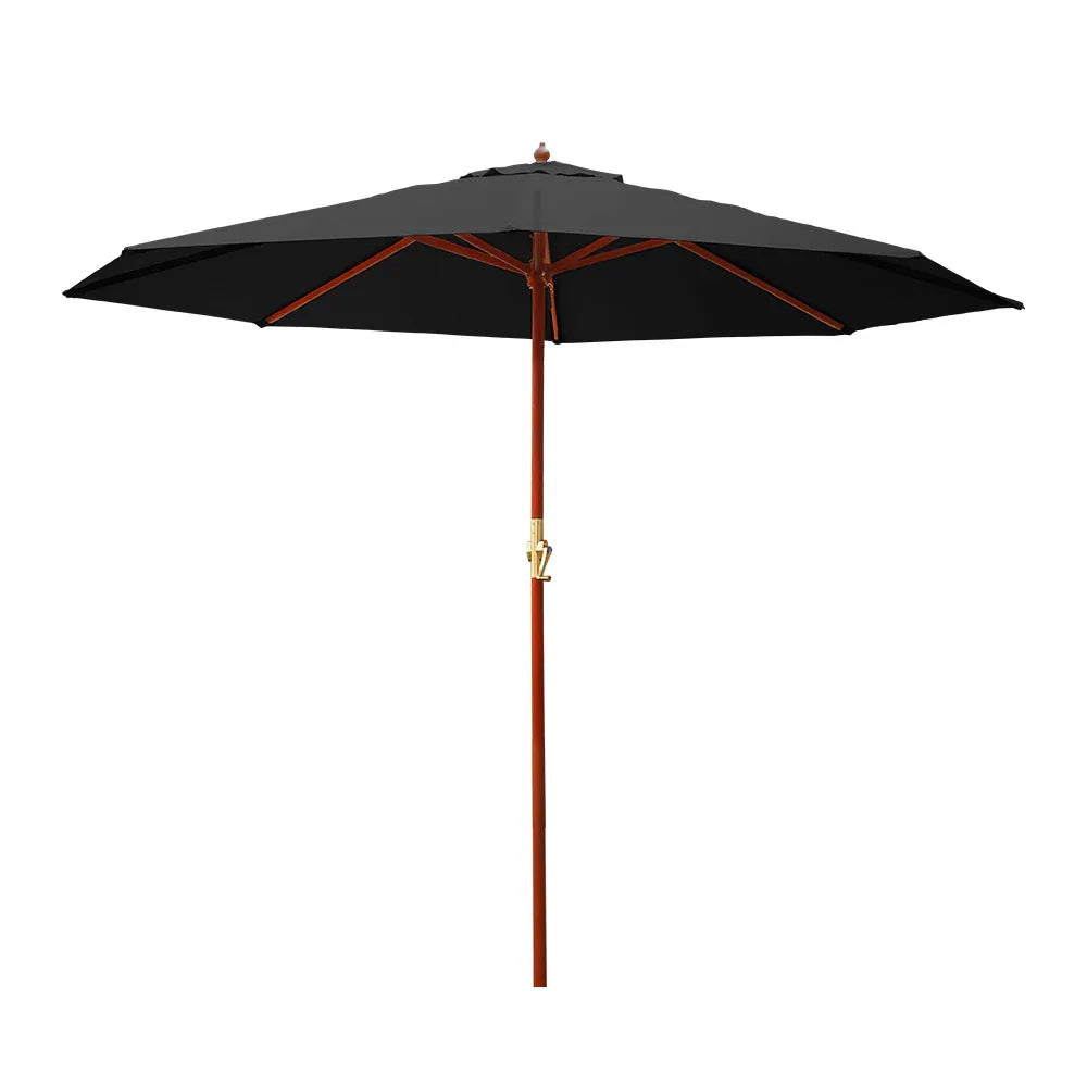 Instahut 3m Outdoor Umbrella Pole Umbrellas Beach Garden Sun Stand Patio Black - Mekamart Australia