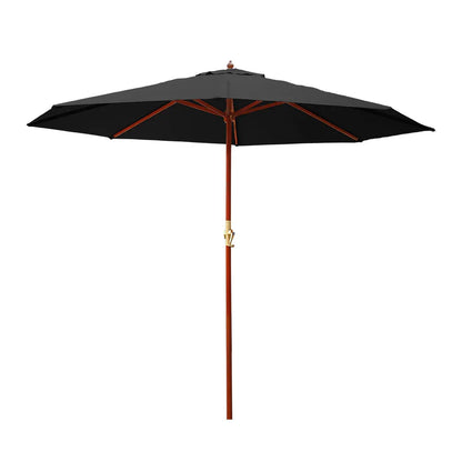 Instahut 3m Outdoor Umbrella Pole Umbrellas Beach Garden Sun Stand Patio Black - Mekamart Australia