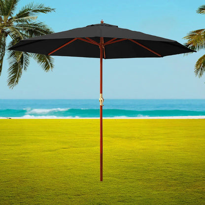Instahut 3m Outdoor Umbrella Pole Umbrellas Beach Garden Sun Stand Patio Black - Mekamart Australia